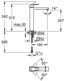 GROHE 23406AL0 - Umývadlová batéria EUROCUBE veľkosť XL grafit