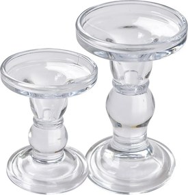 Sklenený transparentný svietnik na úzku aj širokú sviečku - Ø 8*11 cm