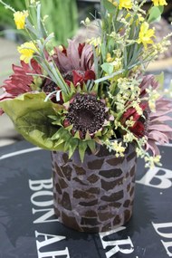 Hnedý mozaikový okrúhly kvetináč 13 cm