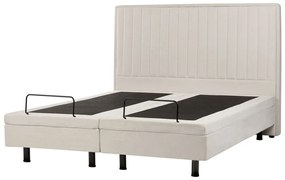 Polohovateľná čalúnená posteľ 160 x 200 cm béžová DUKE II Beliani