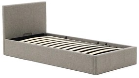 Sivá čalúnená jednolôžková posteľ s úložným priestorom s roštom 90x200 cm Nahiri – Kave Home