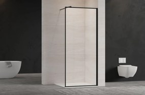Erga Paris, sprchová zástena Walk-In 140x200 cm v čiernom ráme, 8mm číre sklo, čierny profil, ERG-V02-PARIS-140x200-BF