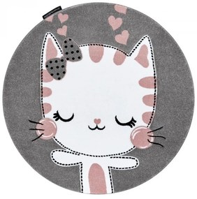 Detský kusový koberec Kitty sivý kruh 120cm