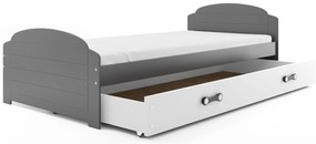 Interbeds Jednolôžková posteľ Lili2 Grafit pre teenagerov 200x90 s matracom a šuplíkom - biela
