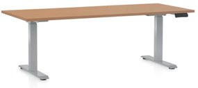 Výškovo nastaviteľný stôl OfficeTech D, 180 x 80 cm, sivá podnož, buk