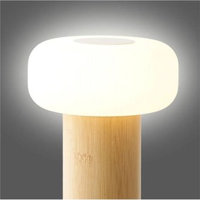 Biela/v prírodnej farbe bambusová stolová lampa s plastovým tienidlom (výška 18 cm) Stafford – House Nordic