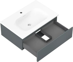 Mexen Orio, kúpeľňová skrinka 70 cm s umývadlom Vela, 1 zásuvka, grafitová matná/biela matná, 91A10-07023-1-BF66-W23M01
