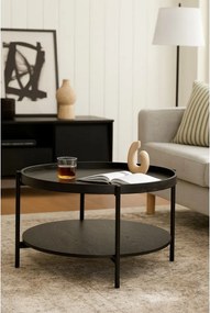 Čierny okrúhly konferenčný stolík v dekore duba ø 64 cm Hagen – Bonami Essentials