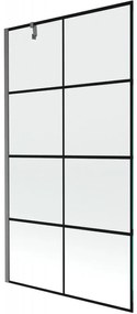 Mexen Next, 1-krídlová vaňová zástena 100 x 150 cm, 6mm číre sklo - čierny vzor, brúsený grafit, 895-100-000-00-77-66