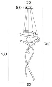 MAXLIGHT P0427D -LED S. luster na lanku RITZ LED/100W/230V pr. 60 cm CRI 90 zlatá