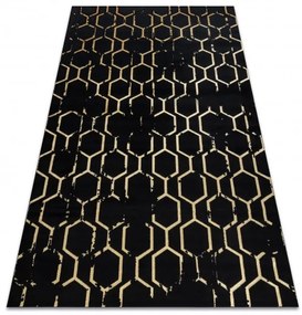 Dywany Łuszczów, Kusový koberec Gloss 407C 86 black/gold, 160x220, čierna, chodba / predsieň