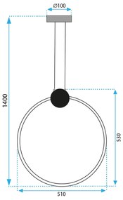 Toolight Toolight, LED stropné svietidlo 50cm 23W 4000K APP1400-CP, zlatá matná, OSW-00958