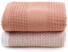Vaflové uteráky v lososovej farbe v súprave 2 ks 40x60 cm Betty – Foutastic