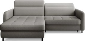 Sivá zamatová rozkladacia/s úložným priestorom rohová pohovka (ľavý roh/s leňoškou) Gomsi – ELTAP