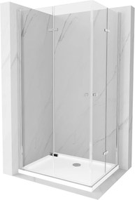 Mexen Lima Duo, sprchový kút so skladacími dverami 80 (dvere) x 70 (dvere) cm, 6mm číre sklo, chrómový profil + slim sprchová vanička biela + chrómový sifón, 856-080-070-01-02-4010