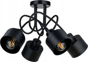 Závesná lampa na strop LOFT, 4x čierny hrnček