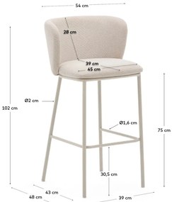 Béžová barová stolička (výška sedadla 75 cm) Ciselia – Kave Home
