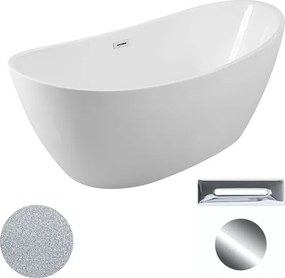 Besco Akrylátová voľne stojaca vaňa Ayla Glam S 170x80 BESCO-Typ výpuste: Click-Clack s prepadom, grafit, BESCO-Rozmery: 170x80, BESCO-Farba: Biela/s…