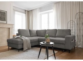 Sivá menčestrová rozkladacia rohová pohovka (ľavý roh) Lofty Lilly – Miuform