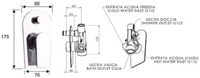 Sapho Sapho, AXAMITE podomietková sprchová batéria, 2 výstupy, chrómová, AX42
