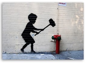 Gario Obraz na plátne Chlapec s kladivom, Banksy nástenná maľba Rozmery: 100 x 70 cm
