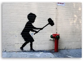 Gario Obraz na plátne Chlapec s kladivom, Banksy nástenná maľba Rozmery: 100 x 70 cm