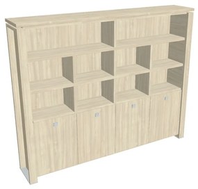 Vysoká skriňa Verno+ S 260 x 46 x 210 cm, s regálom, agát / vanilka