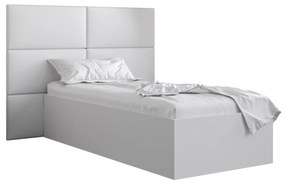 Jednolôžková posteľ s čalúneným čelom 90 cm Brittany 2 (biela matná + biela) (s roštom). Vlastná spoľahlivá doprava až k Vám domov. 1045921