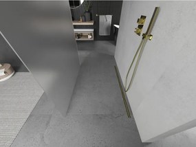 Mexen Kioto, priechodná sprchová zástena 120 x 200 cm, 8mm sklo námraza, 2x zlatá stabilizačná rozpera, 800-120-002-50-30
