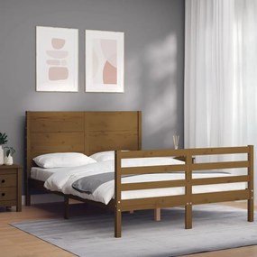 Rám postele s čelom medovohnedý 4FT6 dvojlôžko masívne drevo 3194614