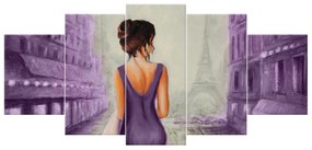 Gario Ručne maľovaný obraz Prechádzka v Paríži - 5 dielny Rozmery: 150 x 70 cm