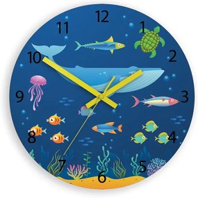 Dětské nástěnné hodiny Podmořský svět 30 cm vícebarevné