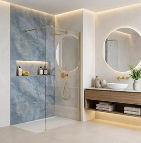 Bezrámová sprchová zastena REA FLEXI GOLD 70 cm, zlatá lesk/transparent - bez vaničky
