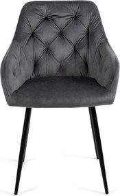 Noela Jedálenský set CERAMON 140 čierny + 6x stolička SIENA sivá