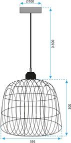 Toolight Boho, stropné svietidlo 40cm 1xE27 APP1352-1CP, čierna-prírodná hnedá, OSW-05765