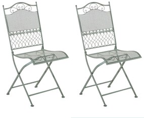 Kovová skladacia stolička Kiran (SET 2 ks) - Zelená antik