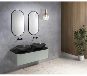 Sapho - Umývadlo na dosku TURF, priemer 44 cm, betón/čierny granit