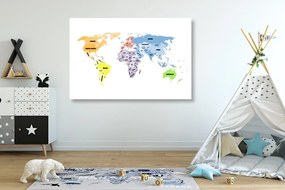 Obraz mapa sveta s pútavými nápismi