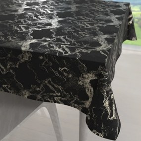 Biante Zamatový štvorcový obrus Isabela IBL-021 Zlatý/dymový mramor na čiernom 80x80 cm