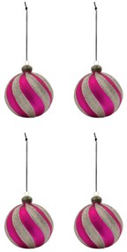 House Doctor Sklenená vianočná ozdoba Chun Pink/Gold – set 4 ks