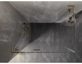 Mexen Lunar, L sklápací sprchový kút ľavý 95 x 70 cm, 8mm číre sklo, zlatý profil, 834L-095-070-50-00-L