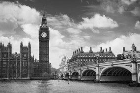 Samolepiaca fototapeta Big Ben v Londýne v čiernobielom - 150x100