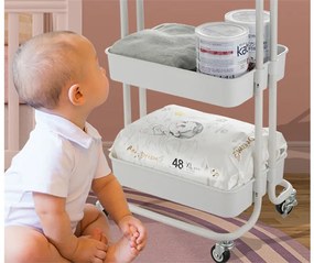 VERK GROUP Vozík s 3 košíkmi, na kolieskach, multifunkčný - biely FERRO