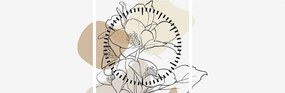 Obraz - Béžové kvety s motýľom N⁰1 (s hodinami) (90x30 cm)