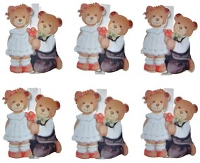 Set 6ks malý drevený kolíček s medvedíkmi - 4*1*5 cm