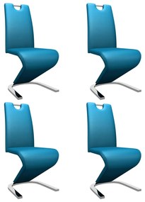 Jedálenské stoličky, cikcakový tvar 4 ks, modré, umelá koža 279449