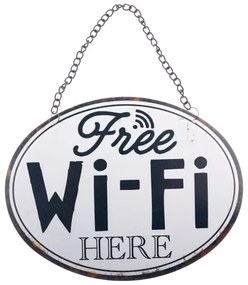 Kovová závesná ceduľka - wifi 17,5 x 13,5 x 0,5 cm