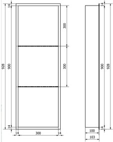 Mexen X-Wall-R, polička na zapustenie na obklad s golierom 90 x 30 cm, biela, 1920903010S