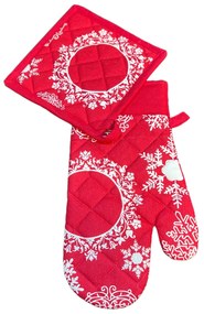 Sendia Textil Vianočný kuchynský 2 set Vločka červená