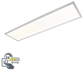 Elegantné obdĺžnikové stropné svietidlo chrómové vrátane LED IP44 - Flat